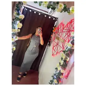 Conjunto blusa estilo chaleco + falda larga miniatura 3